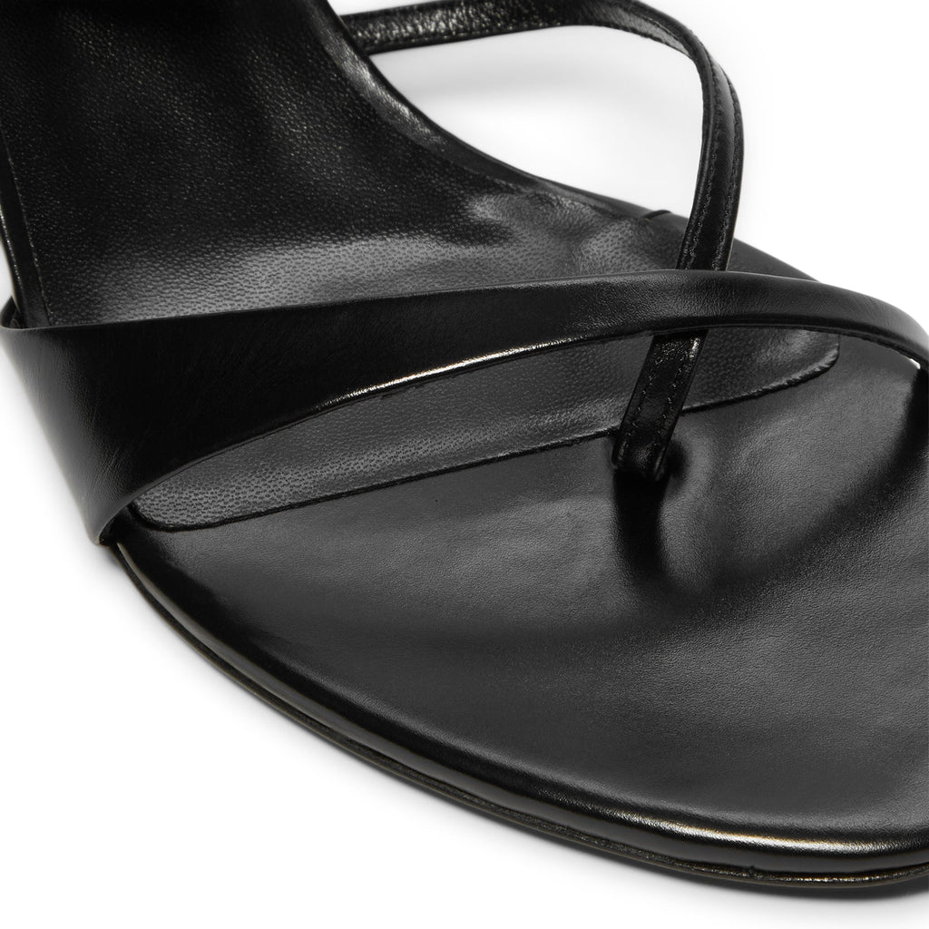 Jude Heath Kitten Sandal (Black Leather)